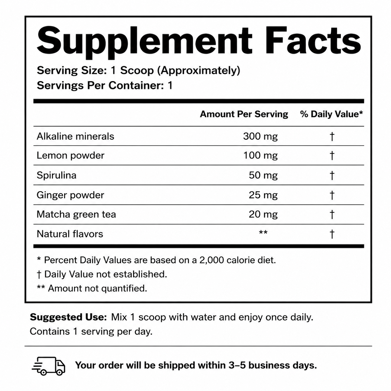 Aurore Elixir — Morning Alkaline Powder — Supplement Facts